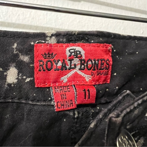 Royal Bones Distressed and Splatter Print Black Skinny Jeans - Picture 6 of 12
